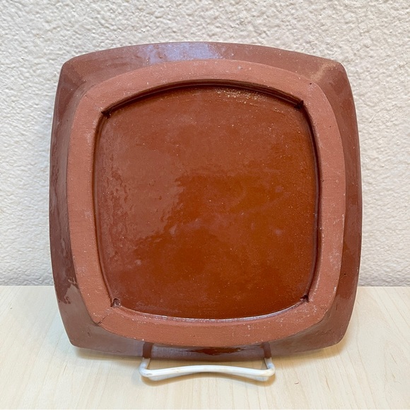 Plate: TerraCotta w/slips & glaze Handmade by Ceramic Artist Potter. Sweet! - Picture 4 of 8